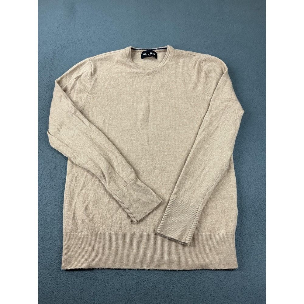 Bonobos Sweater Mens M Beige 100% Merino Wool Crew Neck Lightweight Pullover